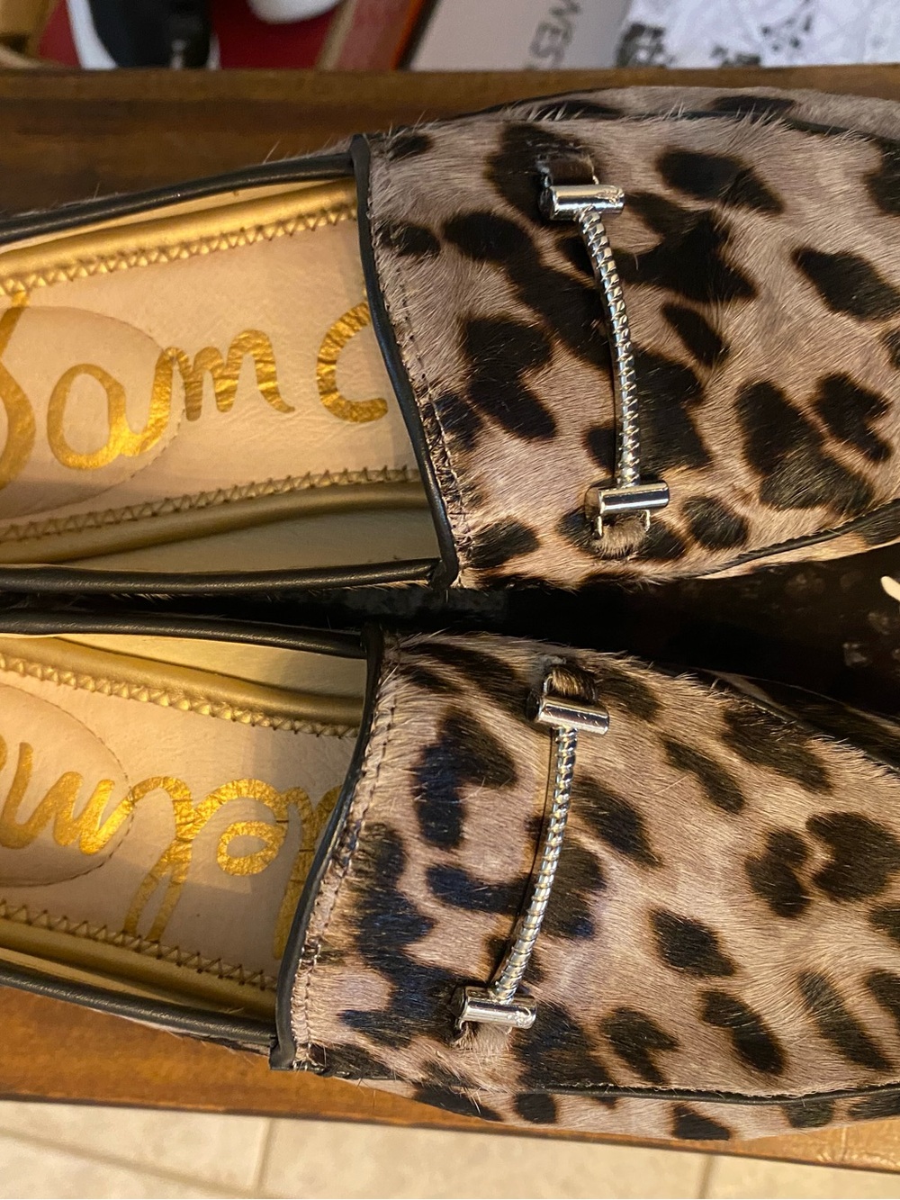 Sam Edelman Leopard Print Loafers with Silver Bit
